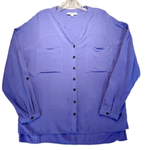 My  Style Women's Purple Long Adjustable Sleeve Button Down Size XL